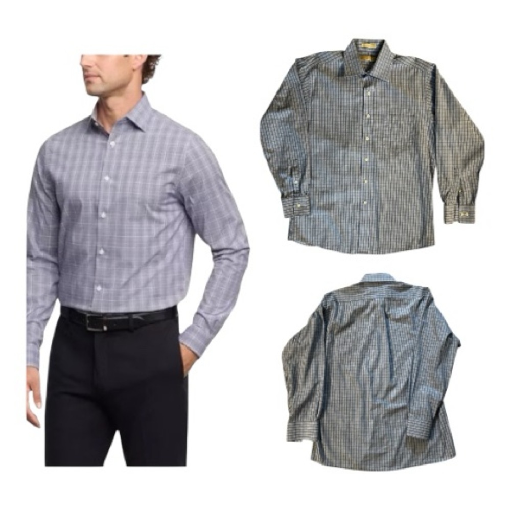 Michael Kors Regular Fit Men’s 
Check  Dress Shirt Size L